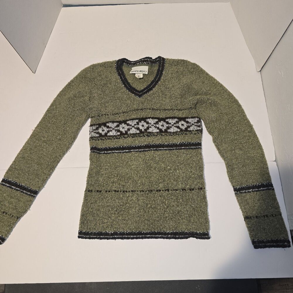 Sweater by Sweater Project, size M Green with diamond shapes #276